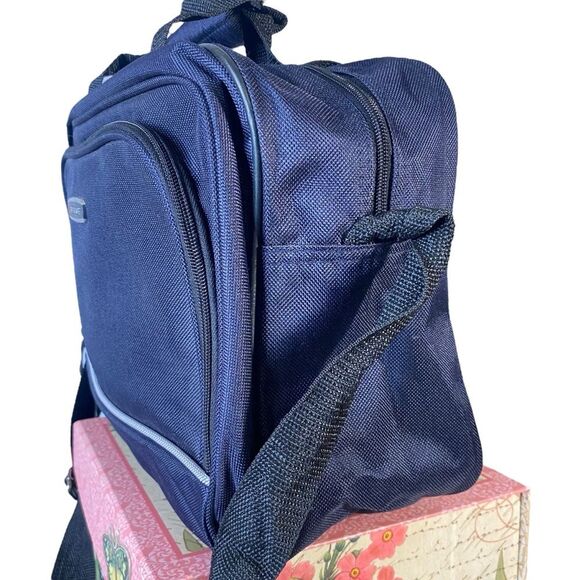 Skyline Navy Canvas Carry On Travel Bag Adjustable Shoulder Strap Zip Closures - Picture 3 of 9